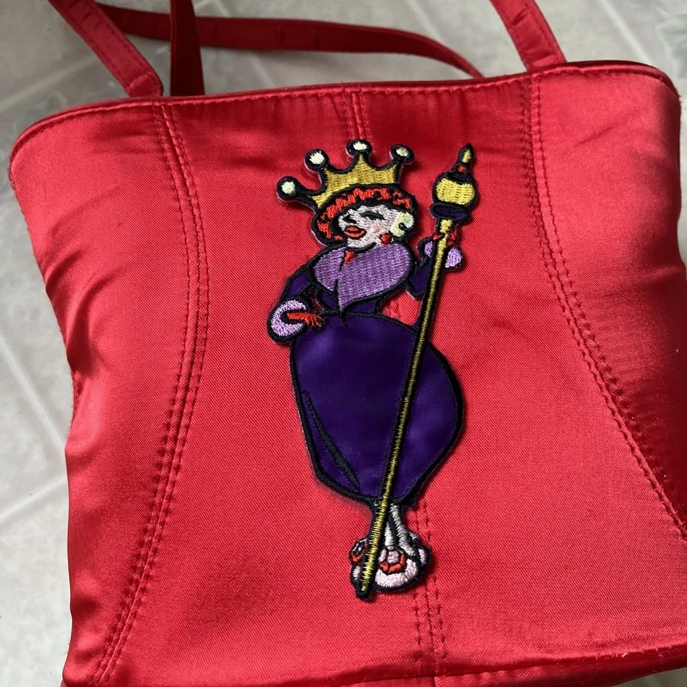Vintage Red Corset Purse Red hat Society queen label Black Bow Embellished